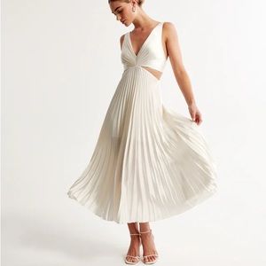 Abercrombie Satin Pleated Cutout Maxi Dress